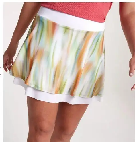 NWT CALIA Women's Double Layer Mesh Golf Skort size Large. 50+ UV protection Green