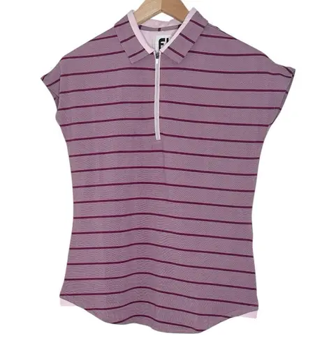 FootJoy Cap Sleeve Birdseye Stripe Jacquard Polo/Golf Shirt size S Purple