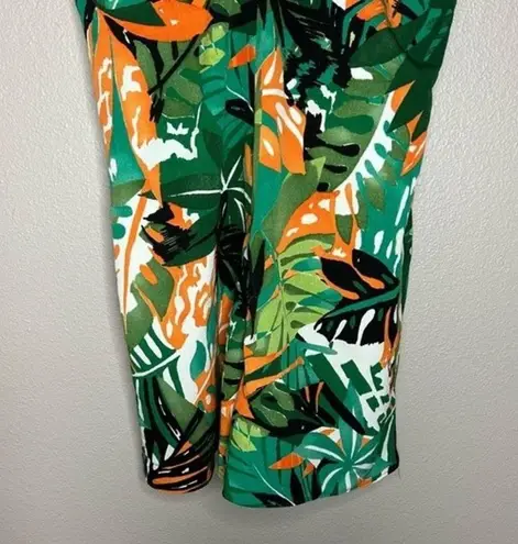 ZARA  Trafaluc green tropical print criss cross halter neck romper size small