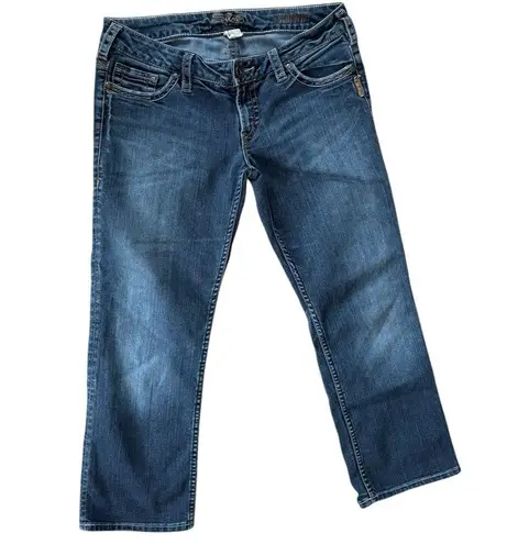 Silver Jeans Santorini Cropped Capri Stretch Low Rise Jean 30X25 Medium Wash