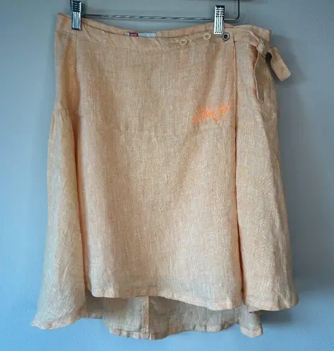 Diesel NWT 100% Linen Vintage Y2K Midi Length Skirt Size 16 Adjustable Side Tie