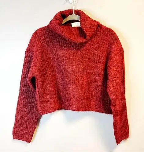 Thakoon Sweater Burgundy Red Cropped Ribbed Turtleneck Knit Sz M NWT Size M