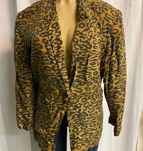 Vintage Carol Horn silk leopard print blazer C25 Gold