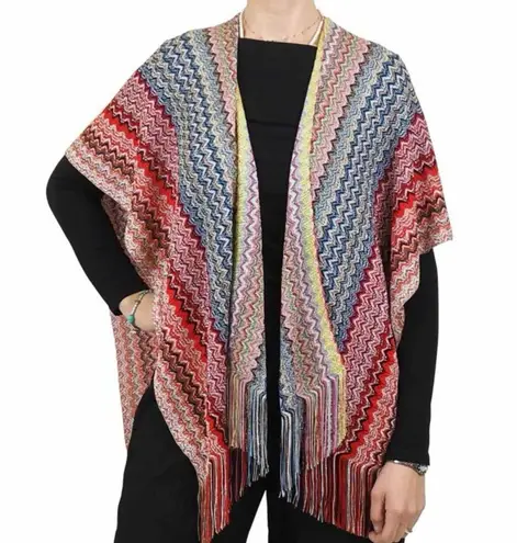 Missoni Mantella 70x90 Multicolor Zigzag Pattern open Poncho NEW Red Size undefined - Image 5