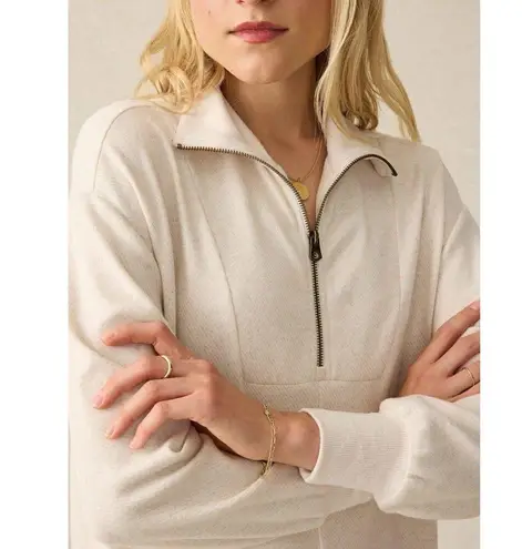 Faherty Legend Quarter Zip Dress Sweater Flowy Off White Size XL Minimal Soft