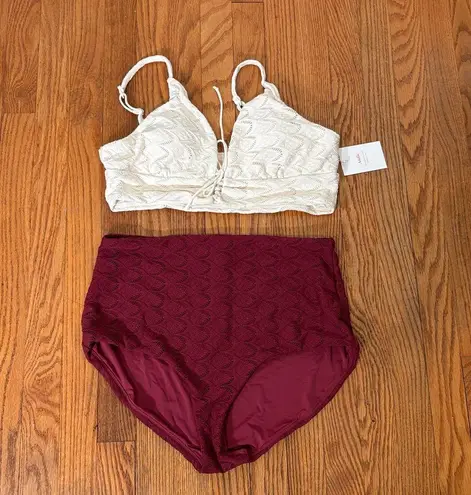 ANDIE Bikini Set Cabarete Top Super High Waisted Bottom Lace size Large NWT
