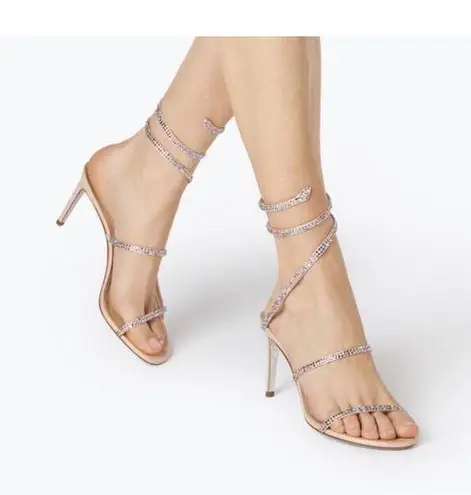 RENE CAOVILLA pink Cleo thin heeled sandals NEW Silver Size 9