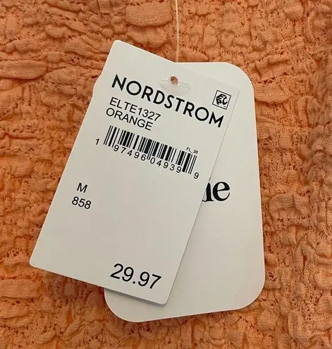 Elodie NWT V-Neck Textured thin strap snap body suit size medium light orange