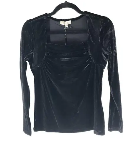 Anatomie Womens Calliope Stretch Velvet Top in Black Square Neck Size M Size M