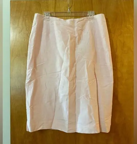 Oscar de la Renta Vintage Skirt Silk Linen Blend Pink Made USA NWT Size 16 FLAW