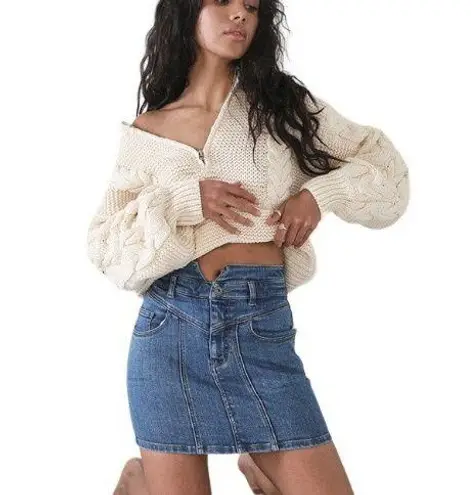 Bardot Spliced Seam Denim Mini Skirt