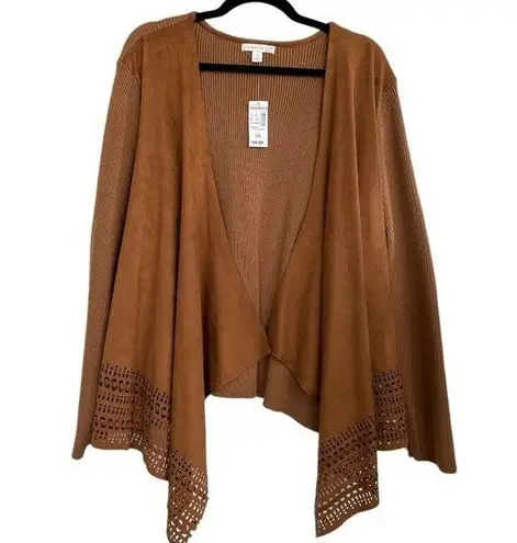 Westport NWT Dressbarn 1962 Caramel Color Suede Sweater Cardigan Size 3X