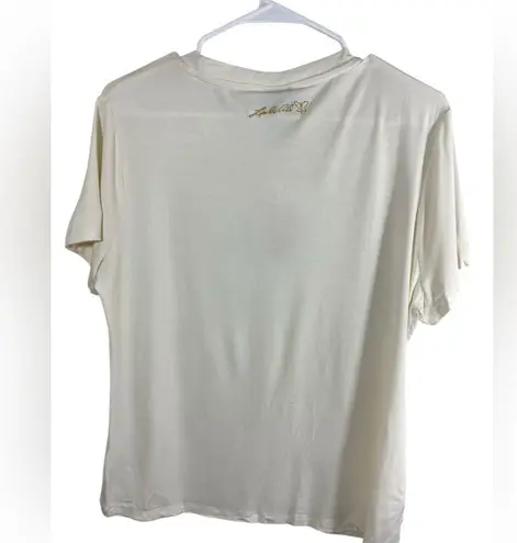 Laila Ali Women’s M Cream Graphic Tee Empowerment Boxer Power Stance Black Size M