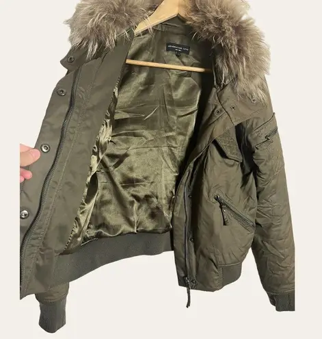 Generation Love  Georgina Asiatic Raccoon Bomber Jacket in Olive Green Sz S