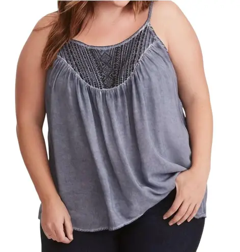 Torrid Embroidered Washed Challis Cami Blue Suze 3 3x