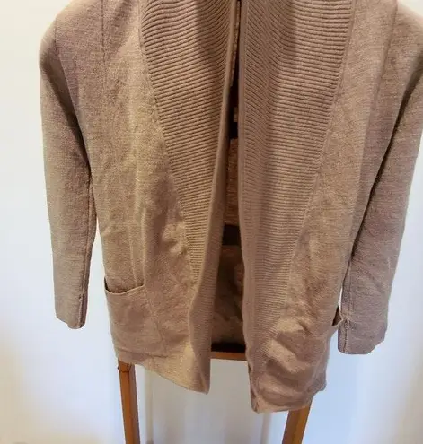 BCBGMAXAZRIA Beige Open Cardigan Ribbed Belt