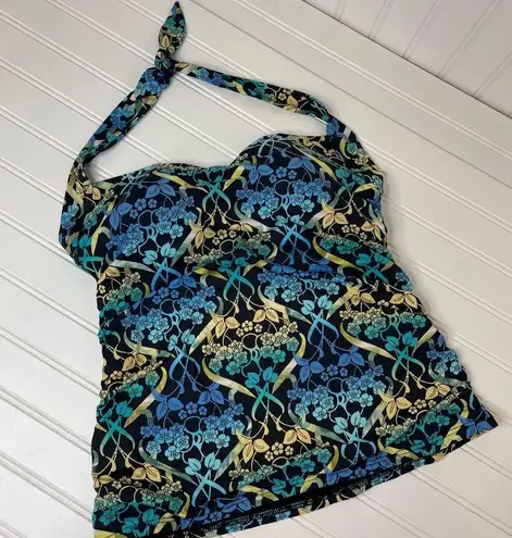 JETS by Jessica Allen Blue Print & Black Halter 2 Piece Bikini Plus Size 14