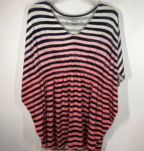 Soma Women's Batwing Striped Ombre Lounge Nightgown Multicolor Size Small Pink