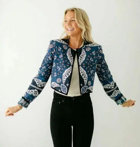 NWT Beyond by Vera Joan Reversible Quilted Jacket Blue Size XS White