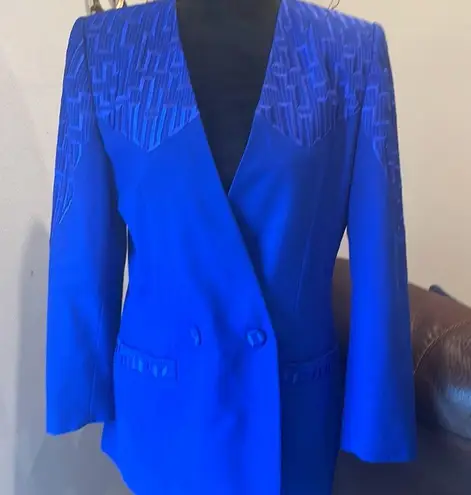John Meyer of Norwich Rare Vintage Textured Cobalt Blue Blazer Size 8