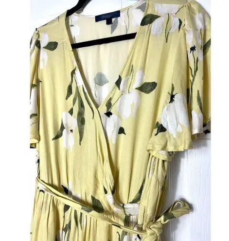 Rachel Roy Rachel By Yellow Floral V-Neck Faux Wrap Midi Dress Plus Size 2X