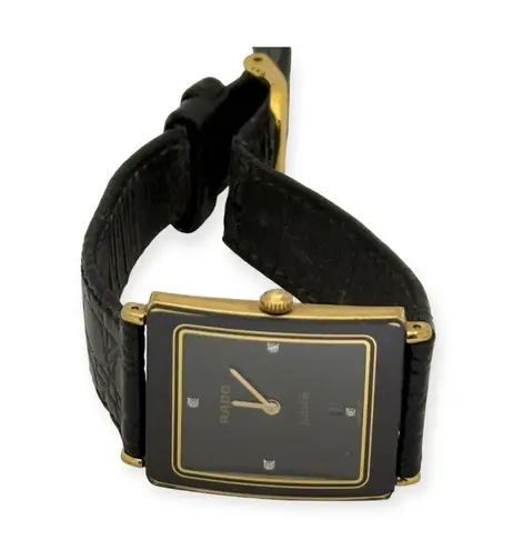 Rado ꔘ Iconic Jubile Integral Diamonds Watch ꔘ Black and Gold ꔘ Florence Strap