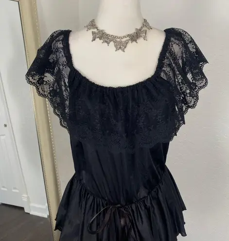 Vintage Romantic Goth Whimsygoth Frilly Lace Lingerie Teddy Bodysuit One Size Black Size undefined
