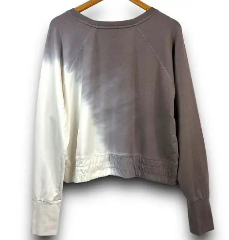 Joy Lab Cropped Sweatshirt Ombre Tie Dye Thumb Holes Gray White Athleisure XL