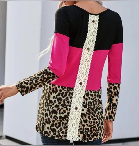 Lovely J Trendy leopard print Modern Top Size XL. Black