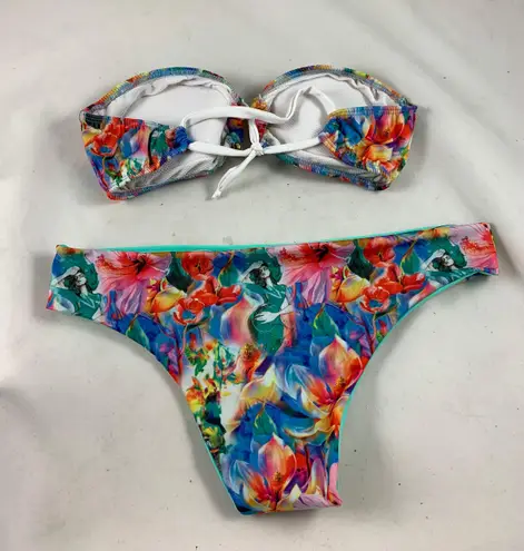 LG/XL Floral Strapless Bikini Set Multi