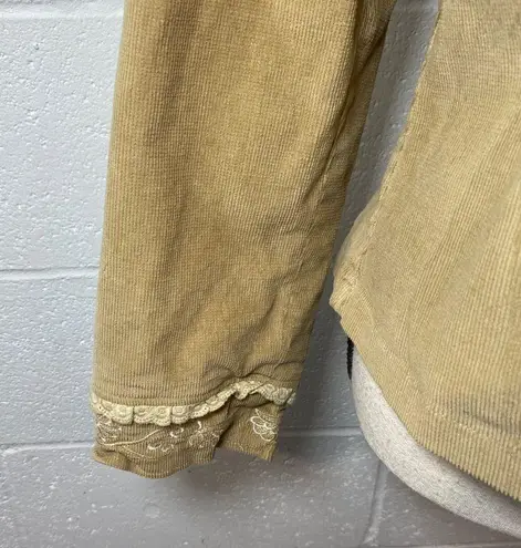 Misha Y2K Vintage Tan Corduroy Floral Embroidered Sequin Blazer Jacket Size XL