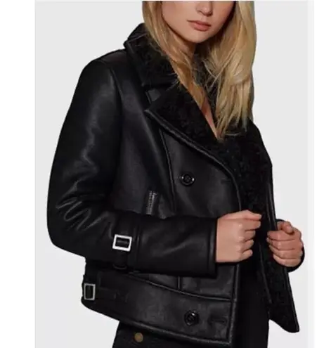 Avec Les Filles NWT Womens Black Faux Leather Jacket Small Moto Bikercore