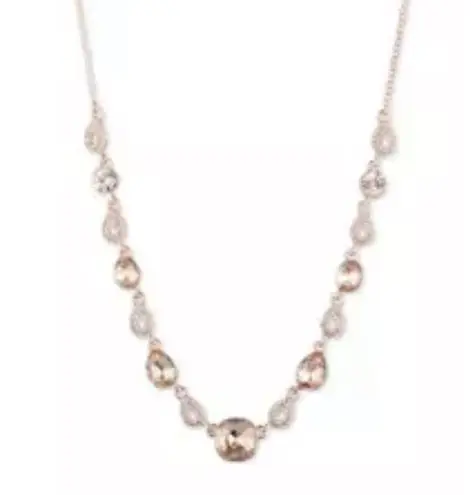 Givenchy Rose Gold Tone 16" Pink Cushion Frontal Necklace