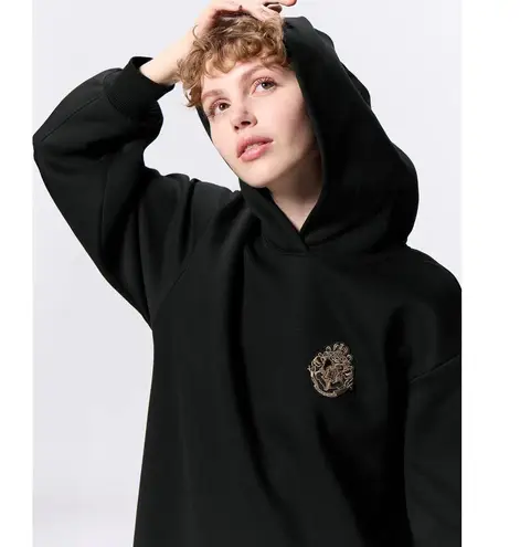GU (Uniqlo) x Harry Potter Embroidered Logo Sweat Hoodie Dress in Black Size L