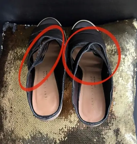 Very Volatile Womens Slide Splice Sandals Chunky Heel Chocolate Size 9