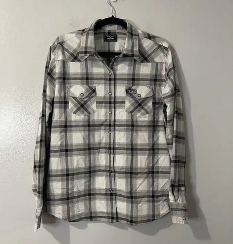 Kimes Ranch  Matadora Plaid Shirt Size XL Gray Western Pearl Snap Cowboy Rodeo