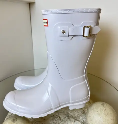 Hunter  Original Short Gloss Waterproof Rain Boot in Light Gray Size US 8 - Image 5