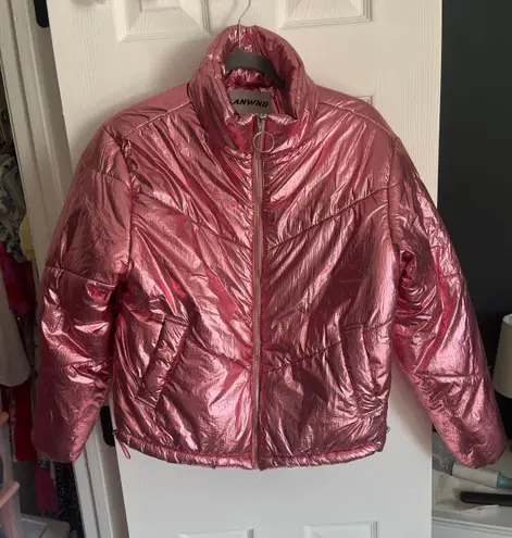 Anwnd Pink Metallic Puffer Jacket