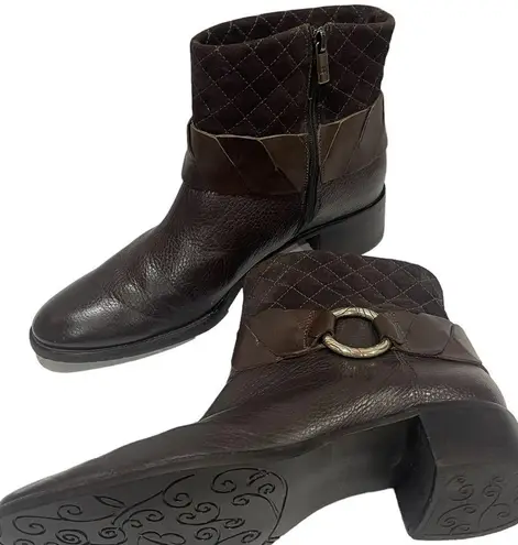 Brighton  Johnny Women’s  Brown Woven Leather Booties Size 10 M