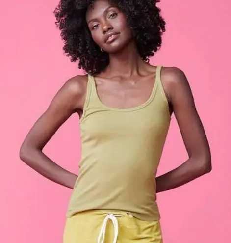 NWT Monrow Rib Strappy Tank Top Size XS Green Avocado Willow Ribbed Comfort Green