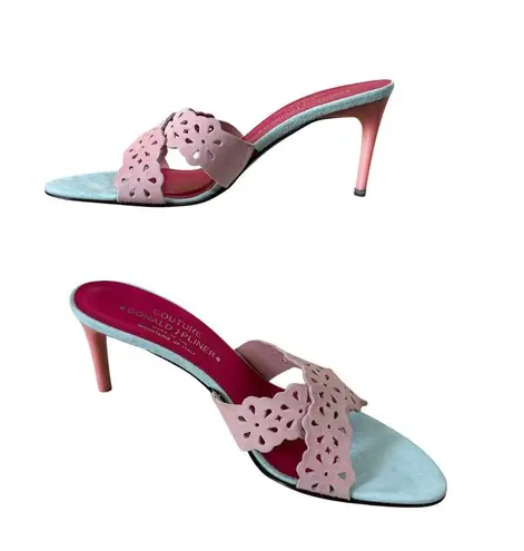 Donald Pliner Couture Nappa Leather Shoe Shrimp Mist Criss Cross Slide NWT $235 Pink Size 9