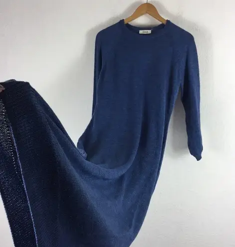Samuji Roberta Blue Sweater Midi Dress Large Knit Long Sleeve Oversized Yarn