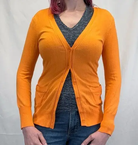Liz Claiborne  Women's Long Sleeve Cardigan S SM Small Bright Orange Tight Knit thumbnail 1