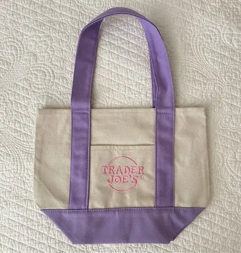 Trader Joe’s Mini Pastel Canvas Tote Bag – PURPLE NWT