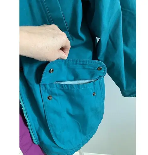 Pacific trail Vintage Coat Large Teal Purple Hooded Jacket Coat Lined Outerwear*