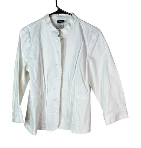 Sharon Young White Embroidered Lightweight Jacket Size Medium White