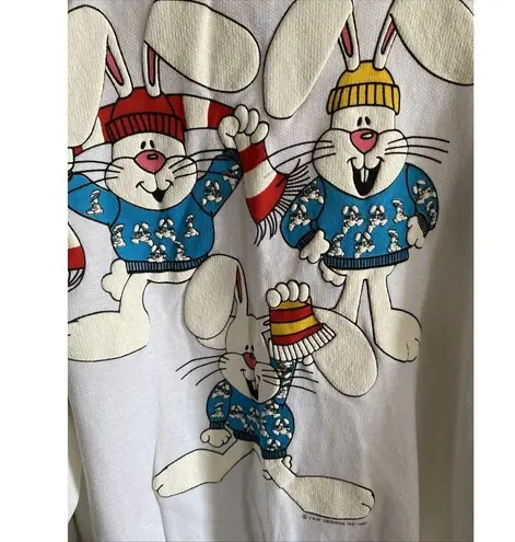 BJ Frog Sweatshirt Men’s Size L Snow Bunnies Print White CrewNeck 80s DEADSTOCK Size L