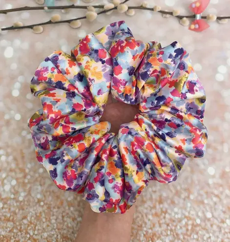 Jumbo Scrunchie Oversized Scrunchie Xxl Scrunchie Rainbow Ditsy Floral Print Multiple