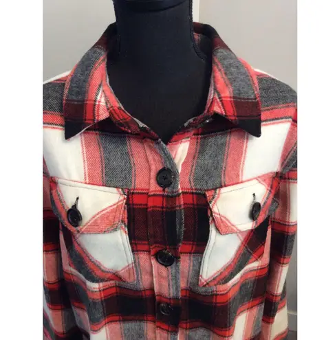 B.B. Dakota Steve Madden Plaid Boxy Shacket Jacket Red Large L