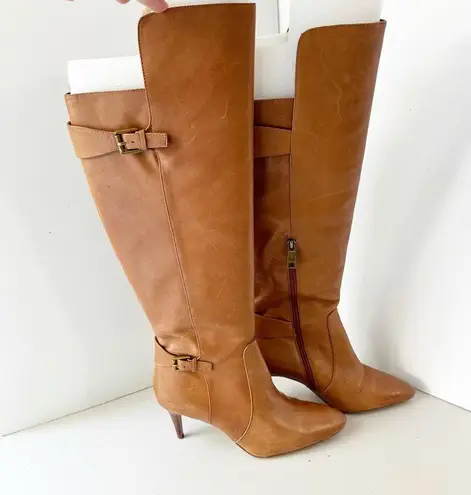 LAUREN RALPH LAUREN Size 9 Tan Over The Knee Leather Heeled Boots